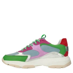 Manfield Groene leren sneakers^DAMES Sneakers