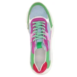 Manfield Groene leren sneakers^DAMES Sneakers