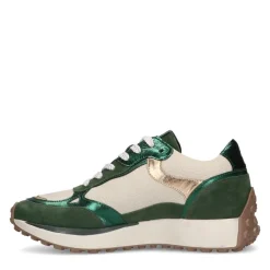 No Stress Groene leren sneakers met suède details^DAMES Sneakers