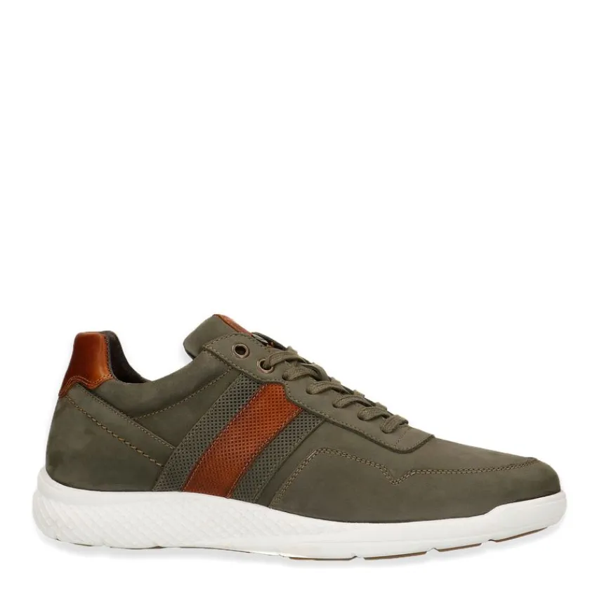 No Stress Groene nubuck sneakers^Heren Sneakers
