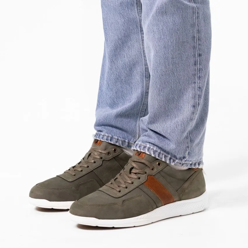 No Stress Groene nubuck sneakers^Heren Sneakers