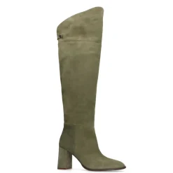 INTERIEURVANMIES X MANFIELD Groene suède hoge laarzen met hak^DAMES Laarzen