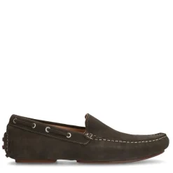 Manfield Groene suède loafers^Heren Loafers