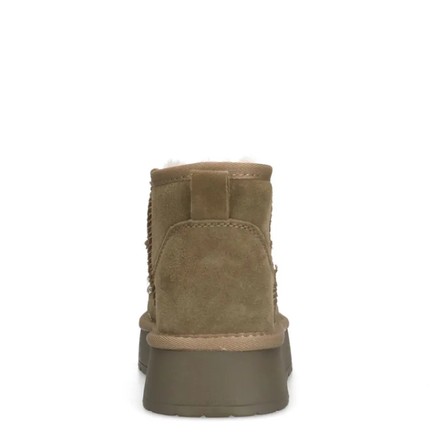 Manfield Groene suède snowboots^DAMES Enkellaarsjes