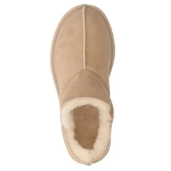 Manfield Hoge beige pantoffels met wollen voering^DAMES Pantoffels