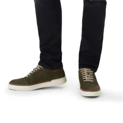 Manfield Khaki nubuck sneakers^Heren Sneakers
