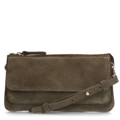 Manfield Khaki suède clutch^ Clutches