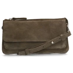 Manfield Khaki suède clutch^ Clutches