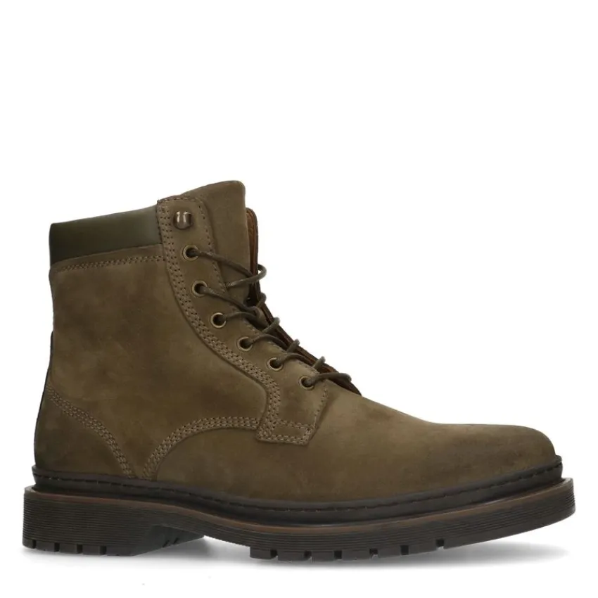 Manfield Khaki suède veterboots^Heren Boots