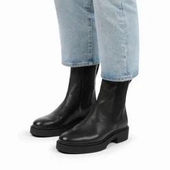 Manfield Korte zwarte leren chelsea boots^DAMES Enkellaarsjes