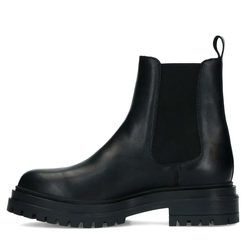 Manfield Korte zwarte leren chelsea boots^DAMES Enkellaarsjes