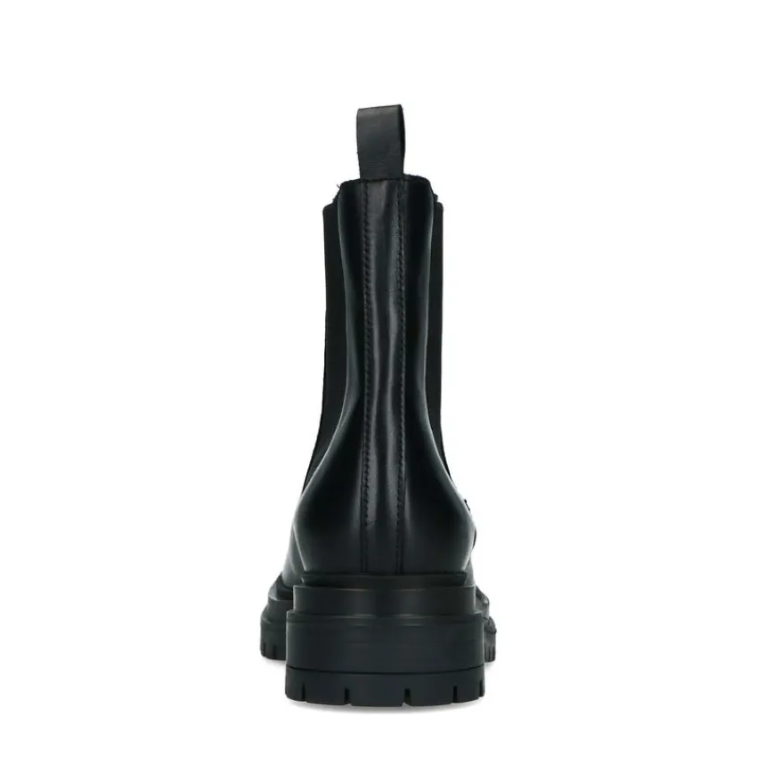 Manfield Korte zwarte leren chelsea boots^DAMES Enkellaarsjes