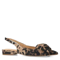 Manfield Leopard slingbacks met strik^DAMES Pumps|Slingbacks