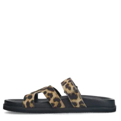 Manfield Leopard slippers met bandje^DAMES Slippers