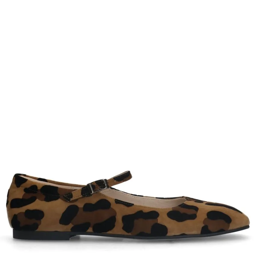 Manfield Leopard suède Mary Jane ballerina's^DAMES Loafers