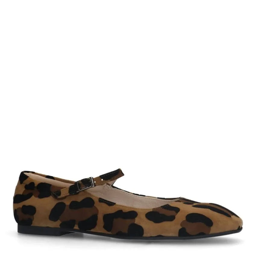 Manfield Leopard suède Mary Jane ballerina's^DAMES Loafers