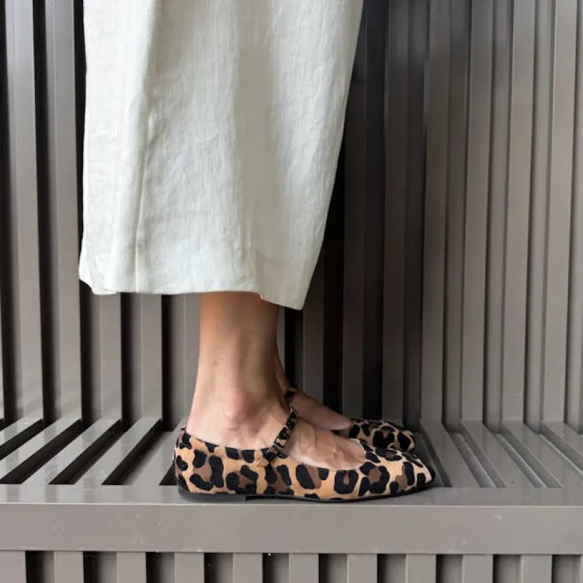 Manfield Leopard suède Mary Jane ballerina's^DAMES Loafers