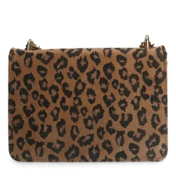 Manfield Leopard suède schoudertas^ Schoudertassen