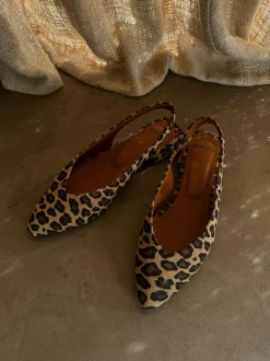 Manfield Leopard suède slingbacks^DAMES Sandalen|Pumps