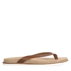 Manfield Leren cognac slippers^Heren Slippers & Sandalen