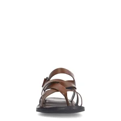 Manfield Leren gevlochten cognac slippers^Heren Slippers & Sandalen