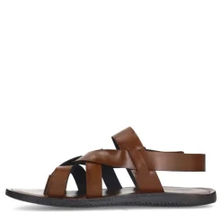 Manfield Leren gevlochten cognac slippers^Heren Slippers & Sandalen