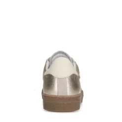 Manfield Leren gouden sneakers met suède details^DAMES Sneakers
