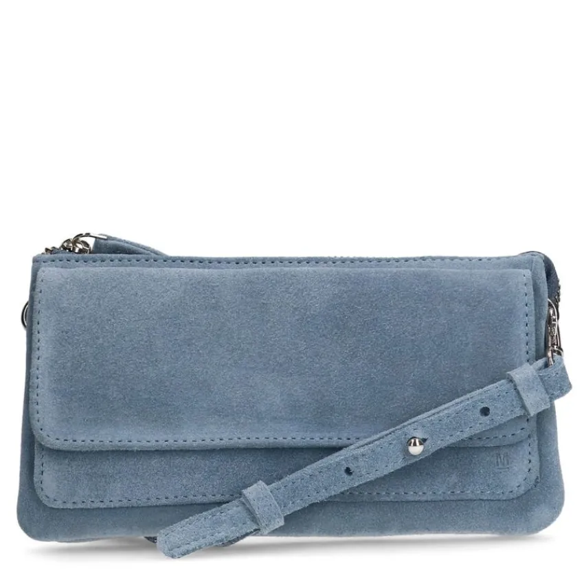 Manfield Licht blauwe suède clutch^ Clutches