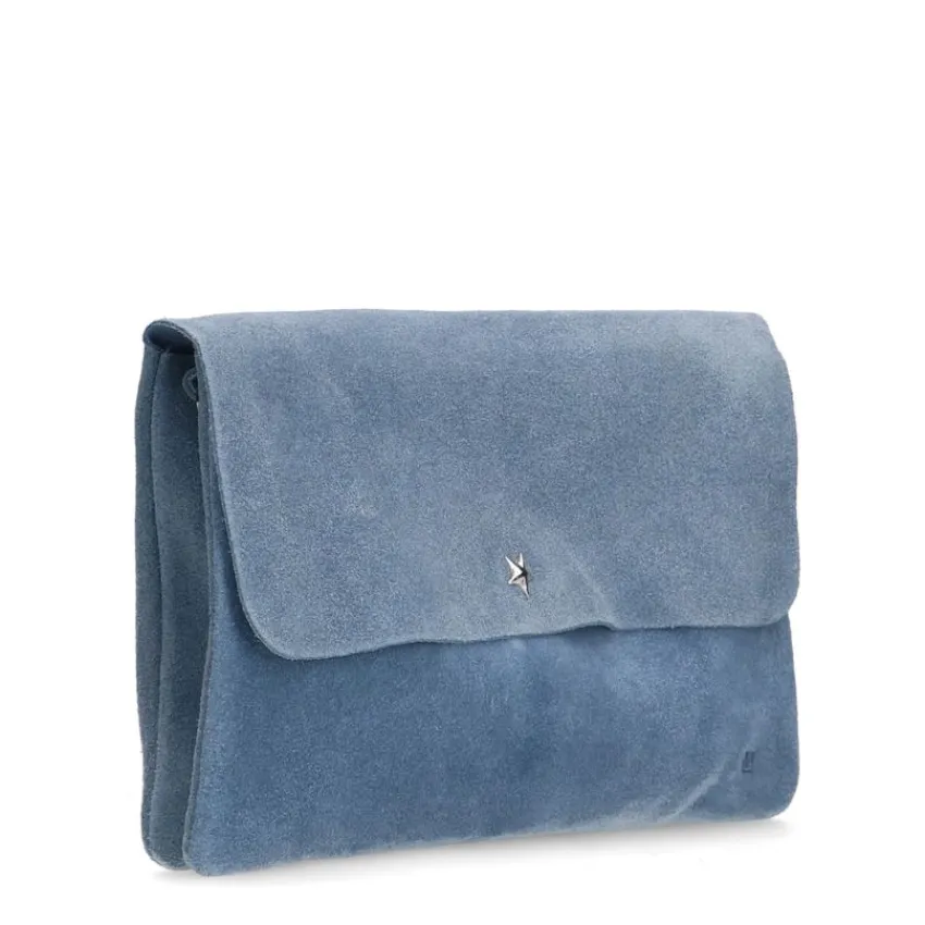 Manfield Licht blauwe suède clutch^ Clutches