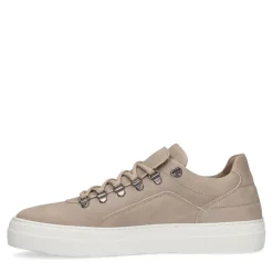 Manfield Licht grijze nubuck sneakers^Heren Sneakers