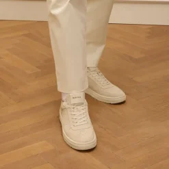 Manfield Licht grijze suède sneakers^Heren Sneakers