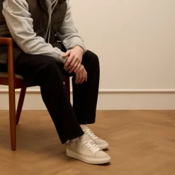 Manfield Licht grijze suède sneakers^Heren Sneakers