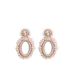 Manfield Licht roze glaskralen oorbellen^ Sieraden