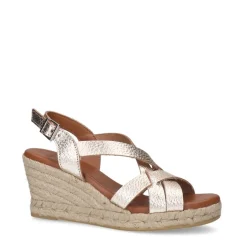 Manfield Metallic gouden leren sleehakken^DAMES Espadrilles|Sandalen