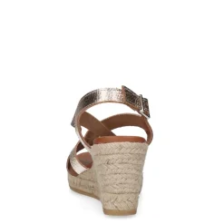 Manfield Metallic gouden leren sleehakken^DAMES Espadrilles|Sandalen
