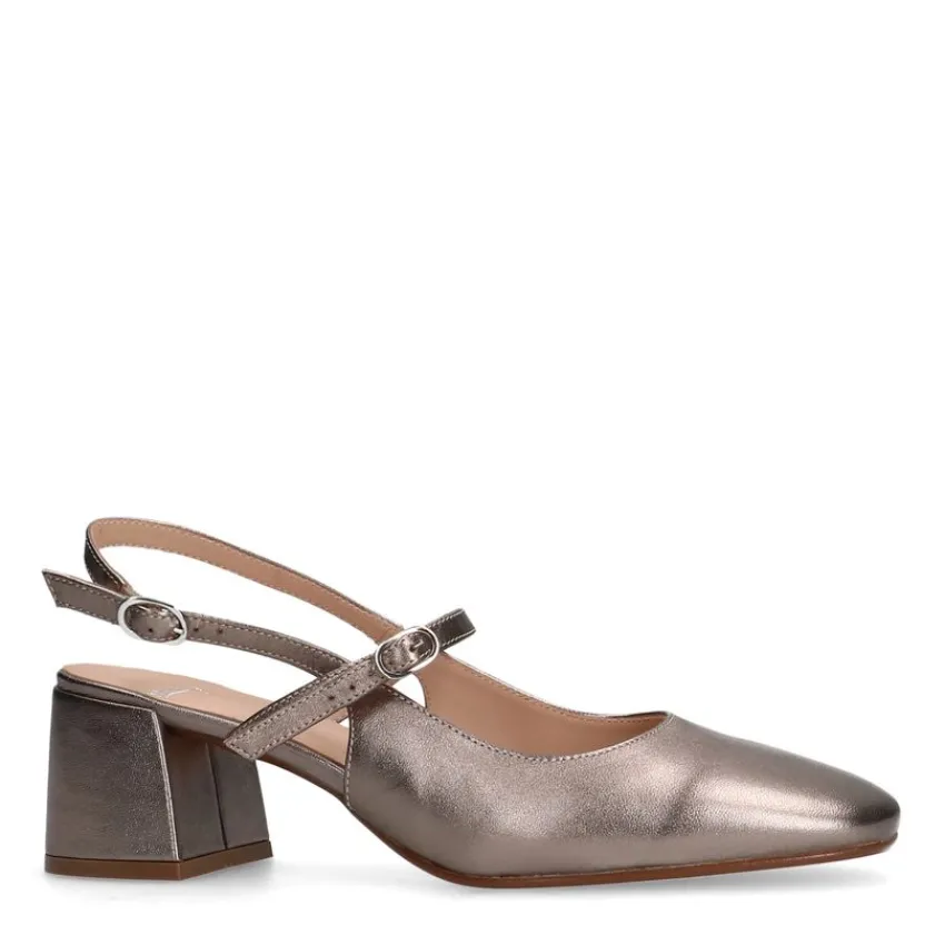 Manfield Metallic leren slingbacks^DAMES Pumps|Slingbacks