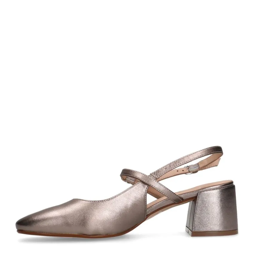 Manfield Metallic leren slingbacks^DAMES Pumps|Slingbacks