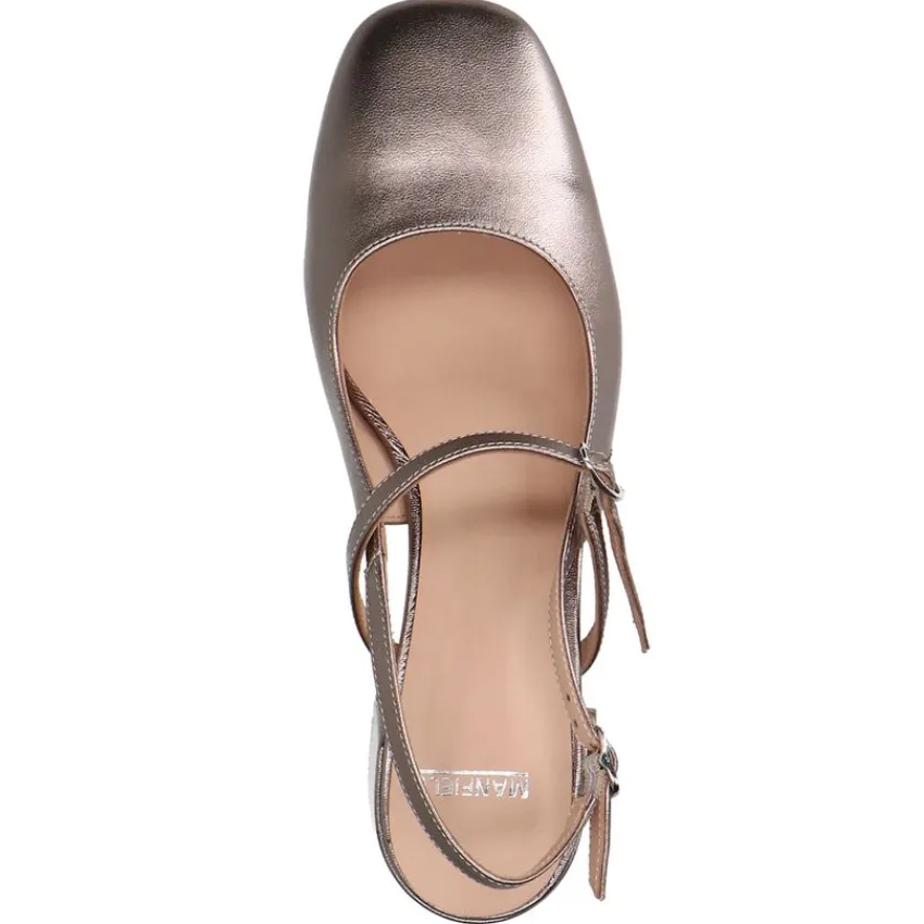 Manfield Metallic leren slingbacks^DAMES Pumps|Slingbacks