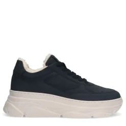 Manfield Navy blauwe nubuck sneakers^DAMES Sneakers