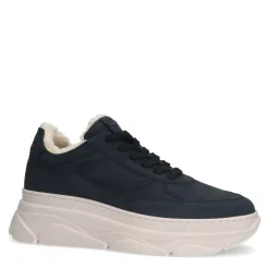 Manfield Navy blauwe nubuck sneakers^DAMES Sneakers