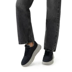 Manfield Navy blauwe nubuck sneakers^DAMES Sneakers