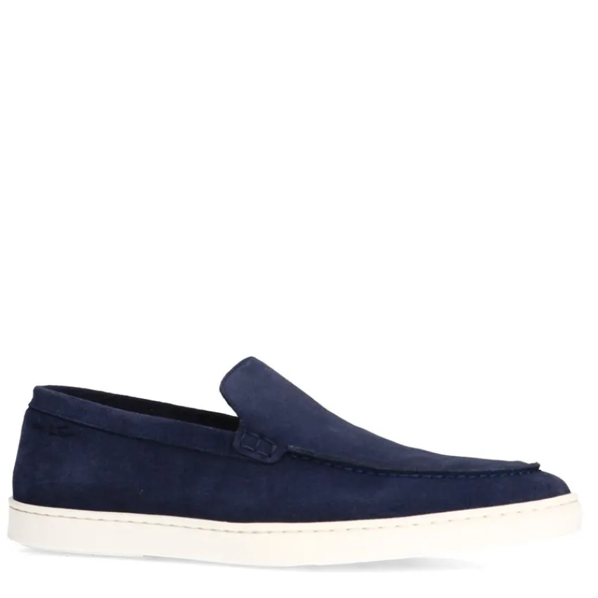 Van Lier Navy blauwe suède loafers^Heren Loafers