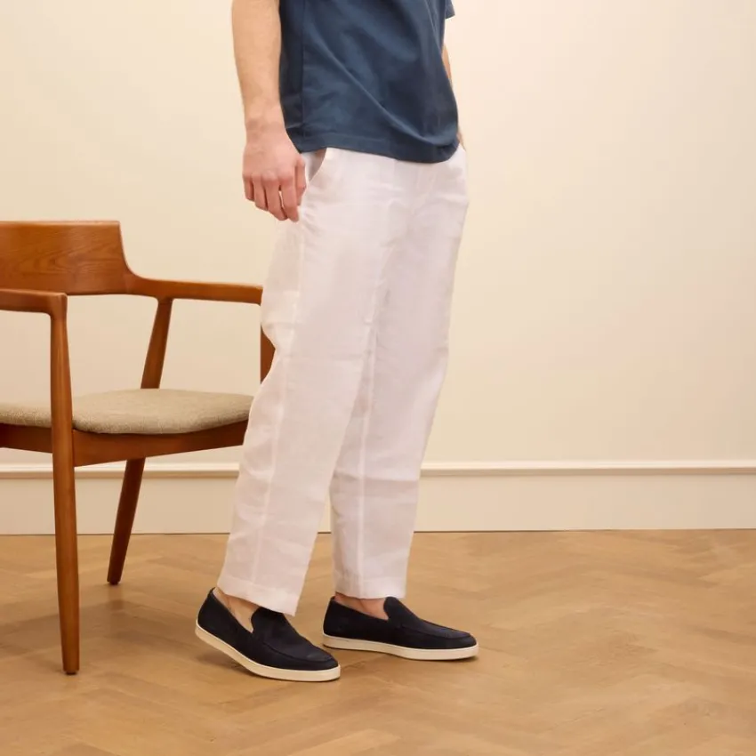 Van Lier Navy blauwe suède loafers^Heren Loafers