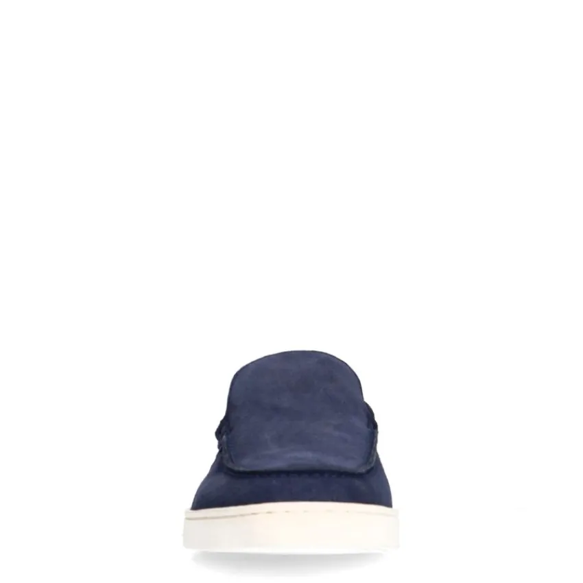 Van Lier Navy blauwe suède loafers^Heren Loafers