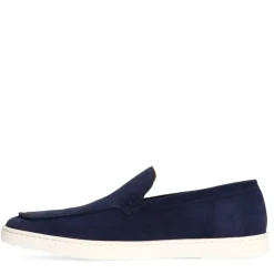 Van Lier Navy blauwe suède loafers^Heren Loafers