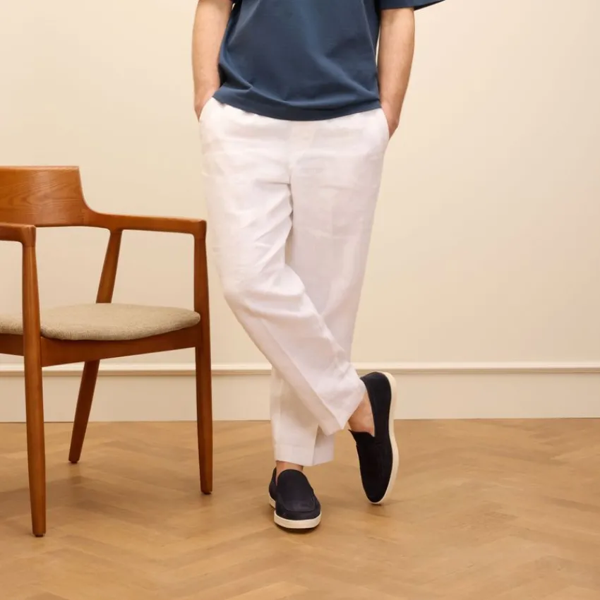 Van Lier Navy blauwe suède loafers^Heren Loafers