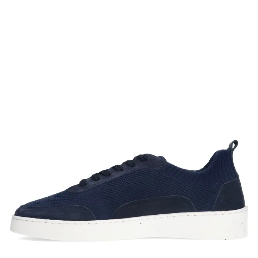 Manfield Navy knit fabric sneakers^Heren Sneakers