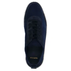 Manfield Navy knit fabric sneakers^Heren Sneakers