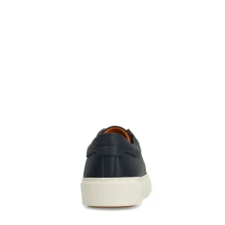 Manfield Navy leren sneakers^Heren Sneakers