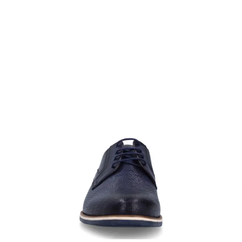 Manfield Navy leren veterschoenen^Heren Veterschoenen